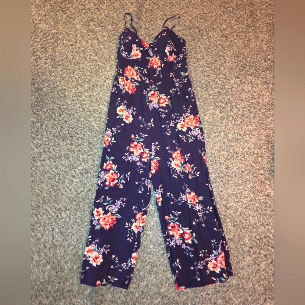 Xhilaration Women's Floral Print Wide-Leg Jumpsuit with Spaghetti Straps